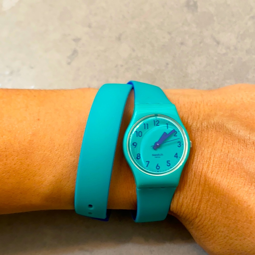 Swatch watch bi color and double wrap